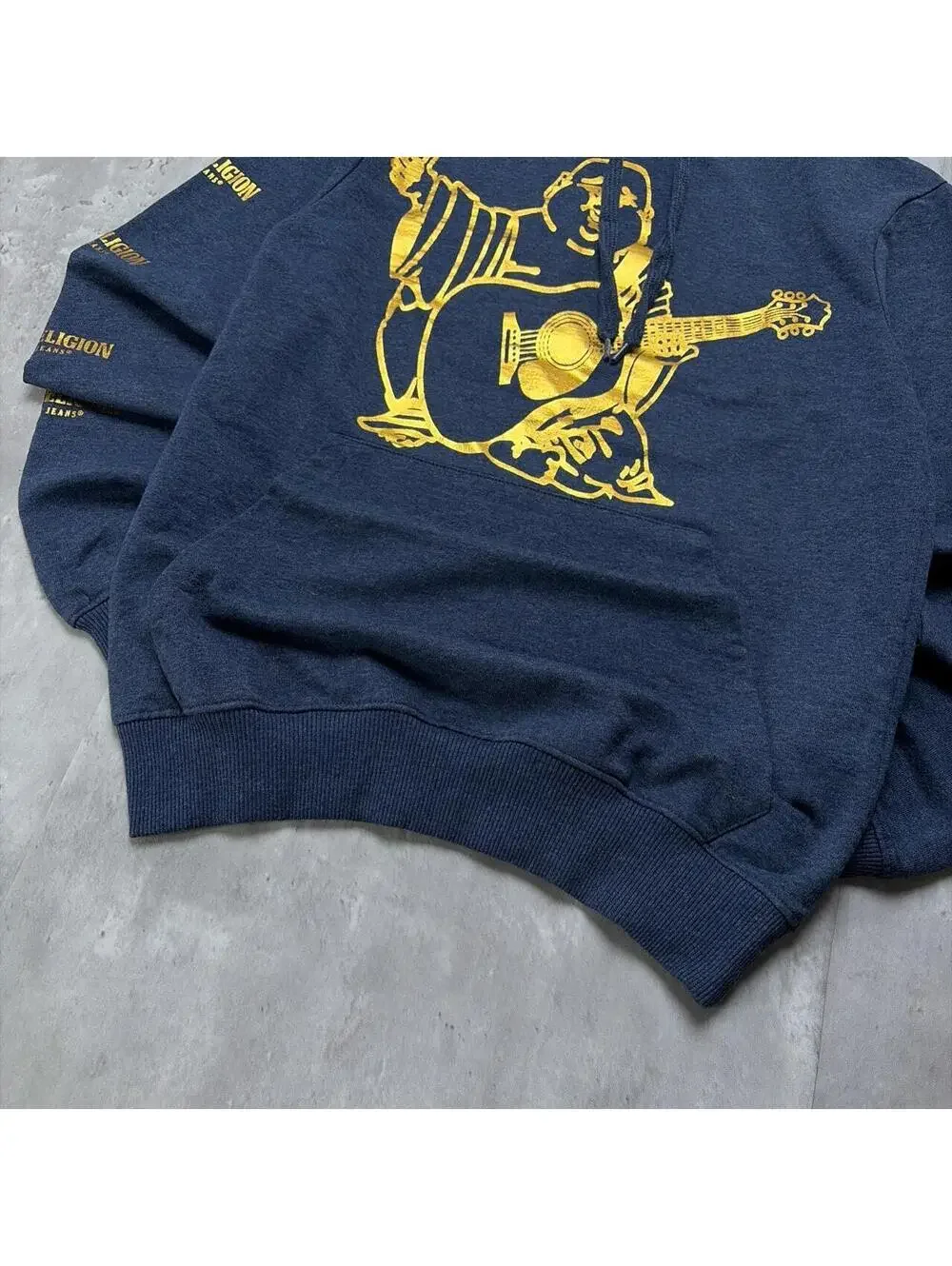 Y2K Navy True Religion Buddha Grunge Skater Hoodie
